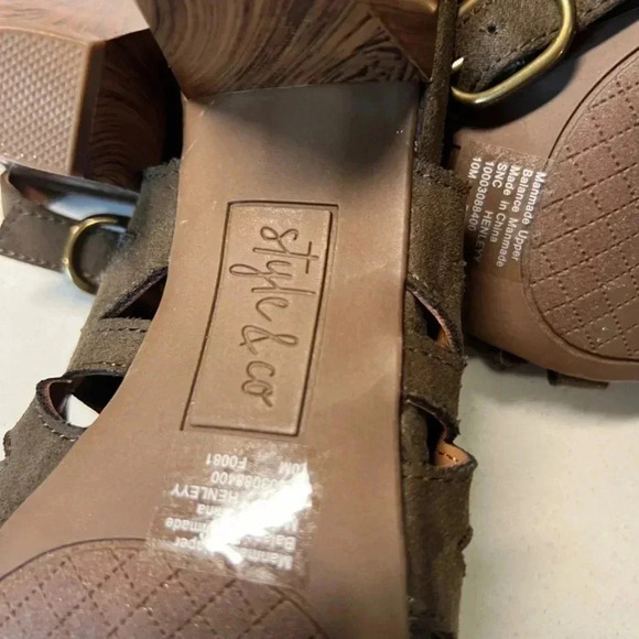 Style & Co Olive Suede Slingback Heels Size 10 - Picture 11 of 16